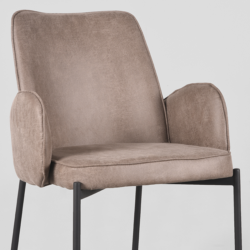 pro_79974_img_9394144 LABEL51 Eetkamerstoel Joni - Taupe - Micro Suede - Zwart Metaal