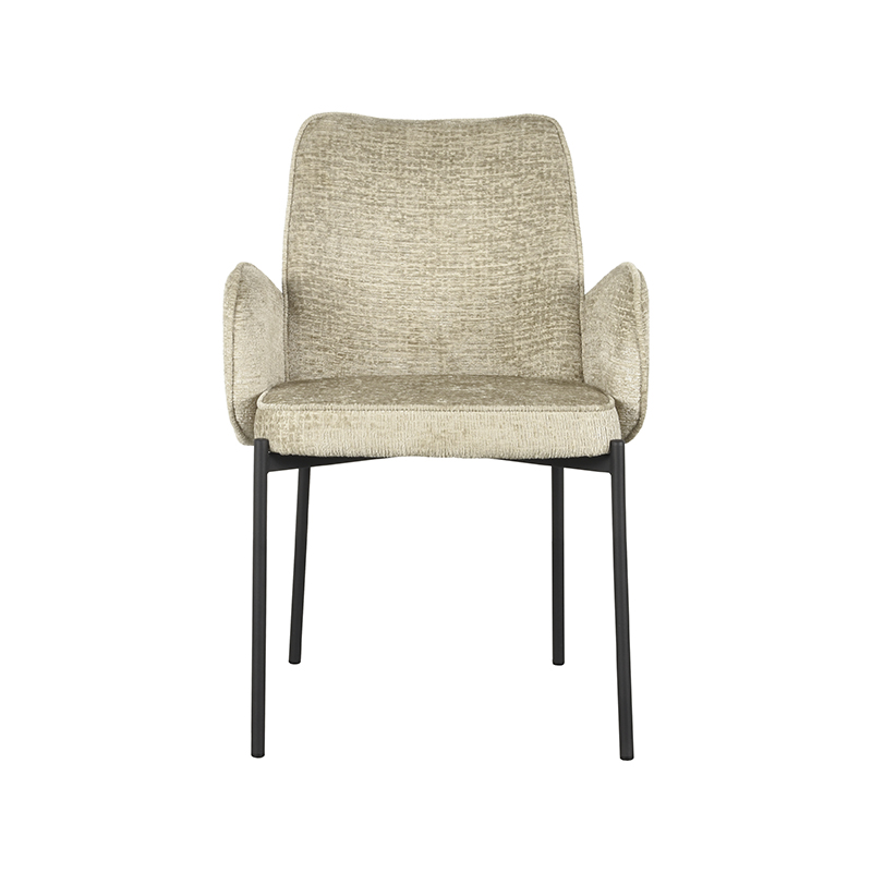 LABEL51 Eetkamerstoel Joni - Beige - Elegance - Zwart Metaal