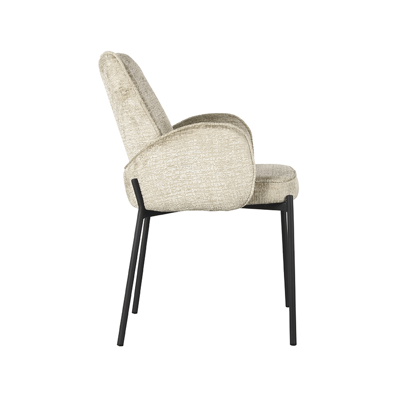 LABEL51 Eetkamerstoel Joni - Beige - Elegance - Zwart Metaal