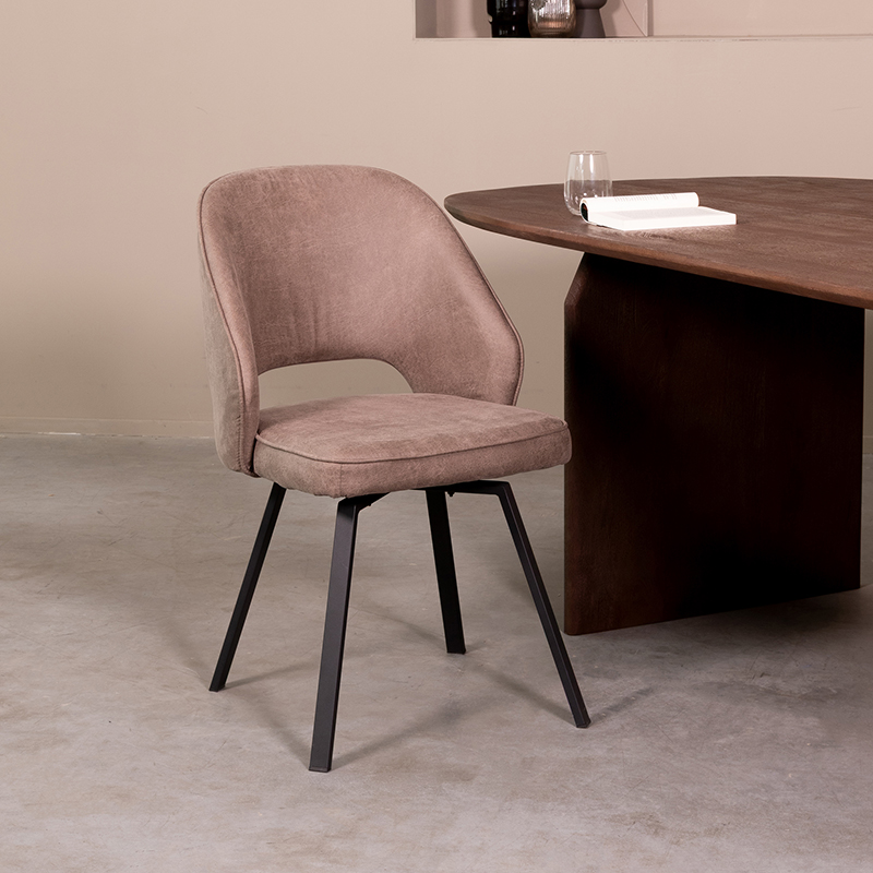 pro_79980_img_9394809 LABEL51 Eetkamerstoel Lewis - Taupe - Micro Suede - Zwart Metaal