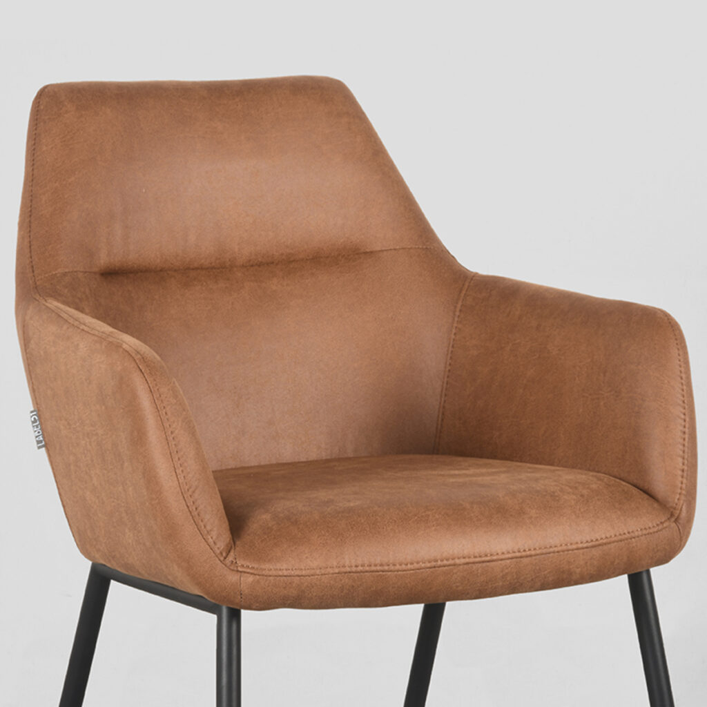 pro_80306_img_9394767 LABEL51 Eetkamerstoel Lenny - Cognac - Micro Suede - Zwart Metaal