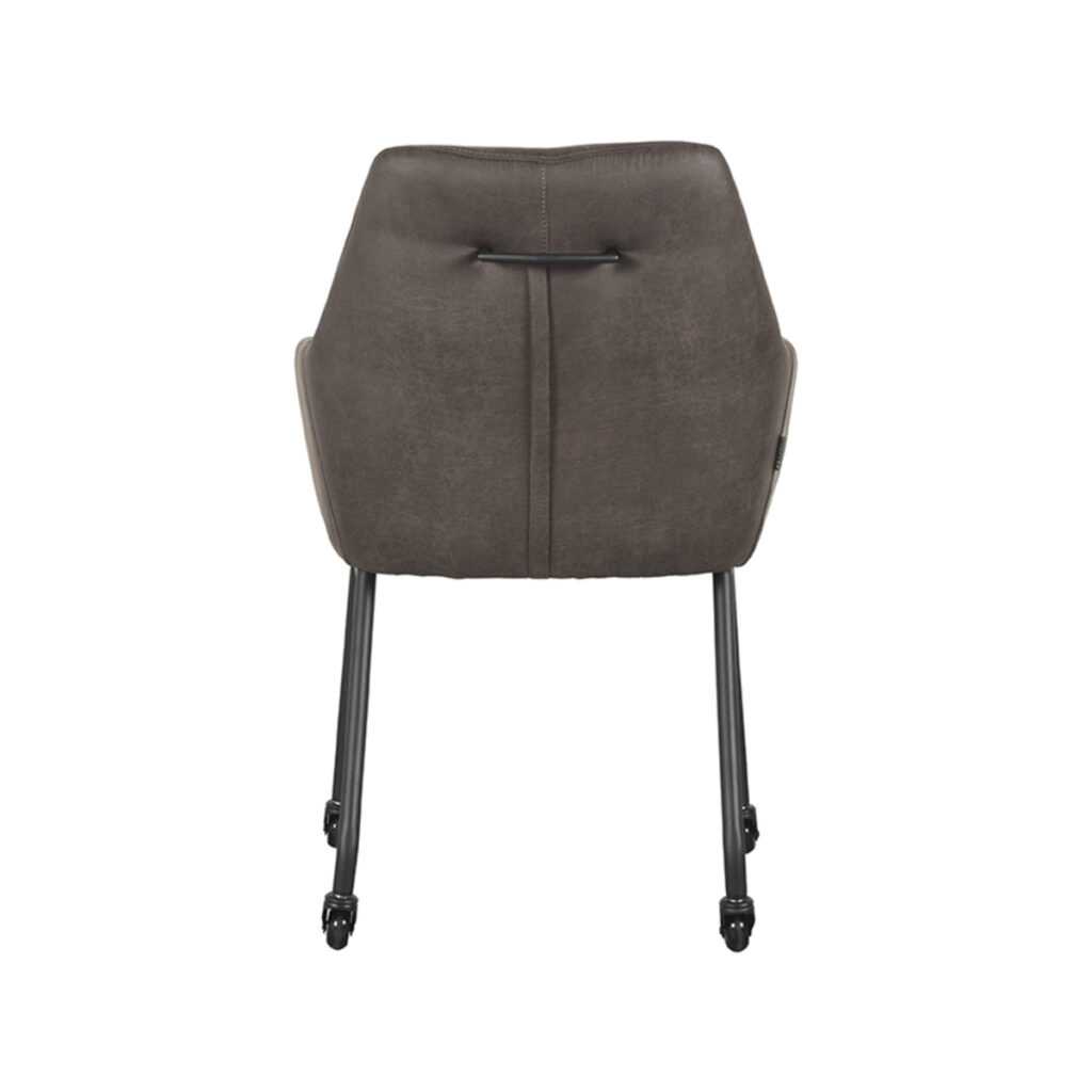 LABEL51 Eetkamerstoel Lenny - Antraciet - Micro Suede - Zwart Metaal