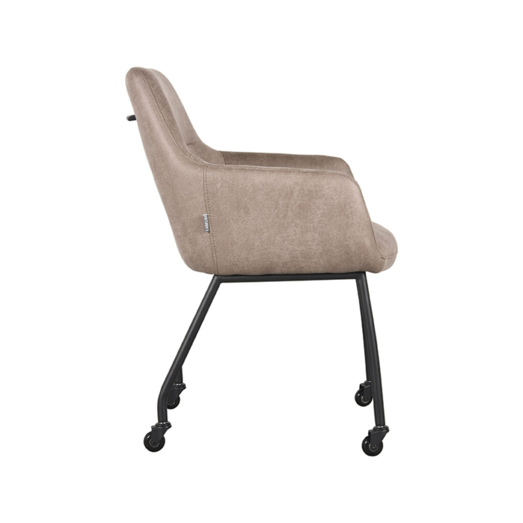 LABEL51 Eetkamerstoel Lenny - Taupe - Micro Suede - Zwart Metaal