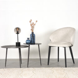 LABEL51 Eetkamerstoel Logan - Creme - Elegance - Zwart Metaal
