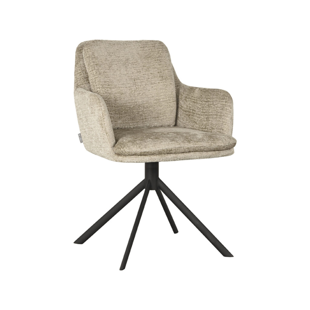 LABEL51 Eetkamerstoel Joy - Beige - Elegance - Zwart Metaal
