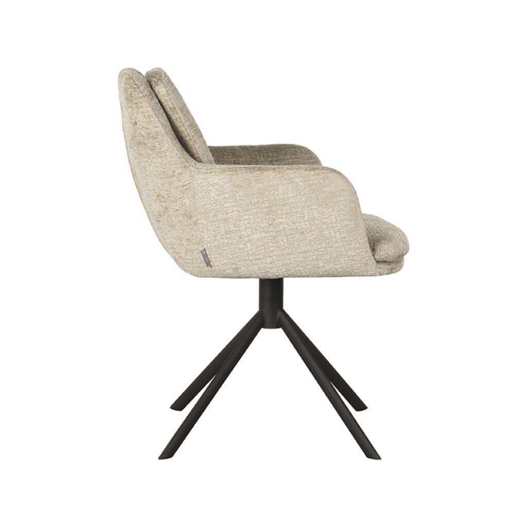 LABEL51 Eetkamerstoel Joy - Beige - Elegance - Zwart Metaal