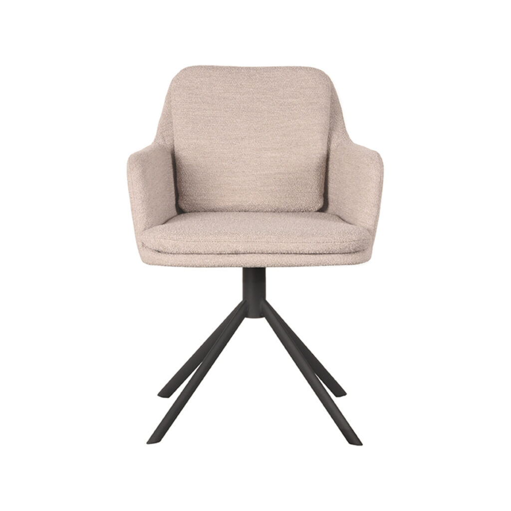 pro_80536_img_9394190 LABEL51 Eetkamerstoel Joy - Naturel - Boucle - Zwart Metaal