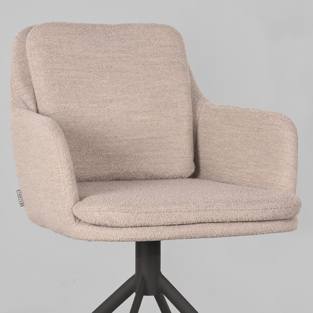 pro_80536_img_9394193 LABEL51 Eetkamerstoel Joy - Naturel - Boucle - Zwart Metaal