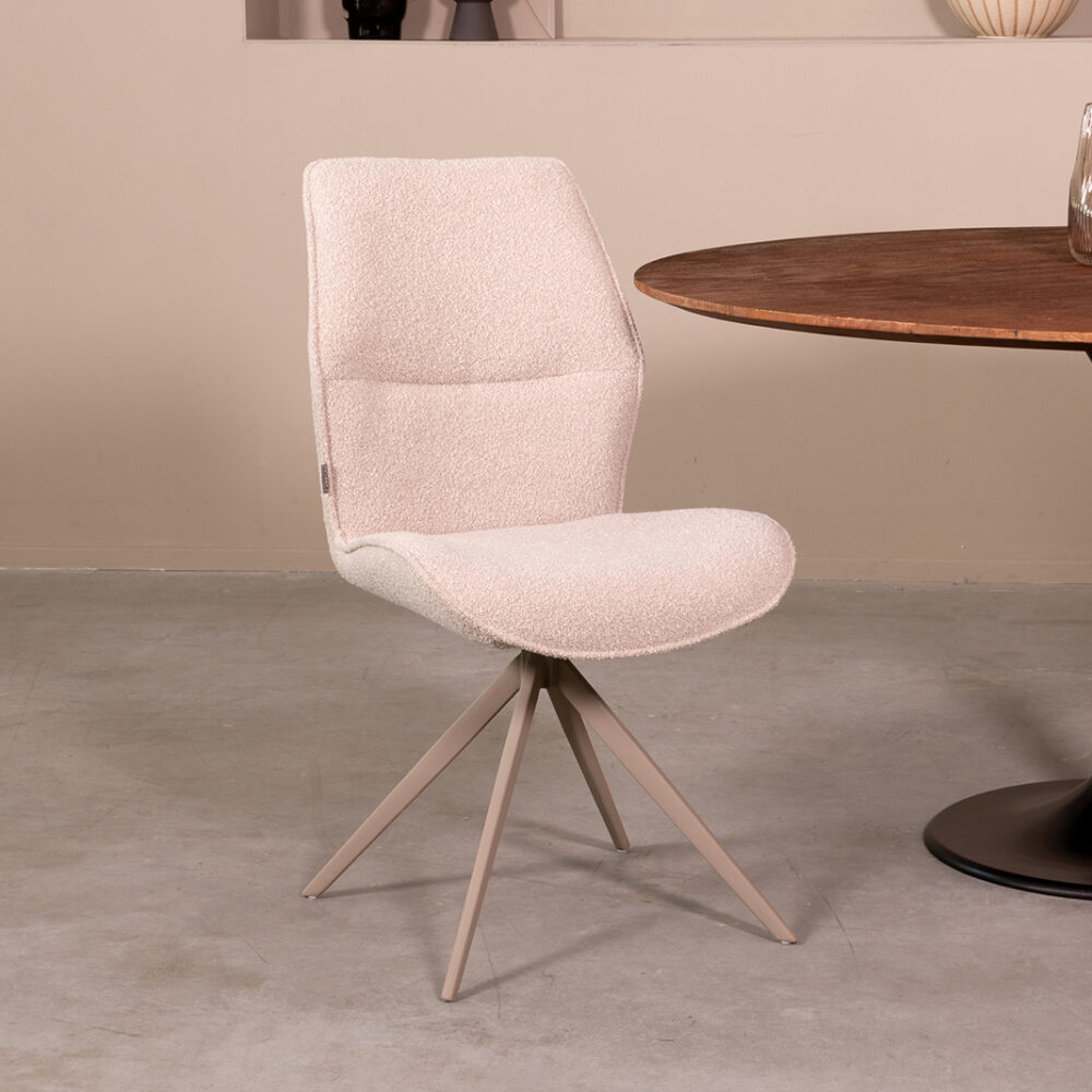LABEL51 Eetkamerstoel Comfy - Naturel - Boucle - Taupe Metaal