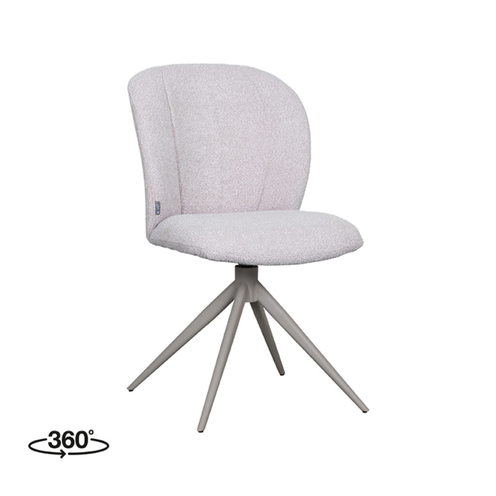LABEL51 Eetkamerstoel Kimo - Naturel - Boucle - Taupe Metaal