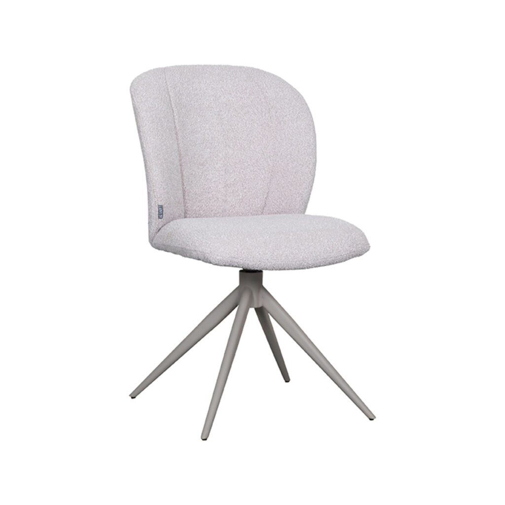LABEL51 Eetkamerstoel Kimo - Naturel - Boucle - Taupe Metaal
