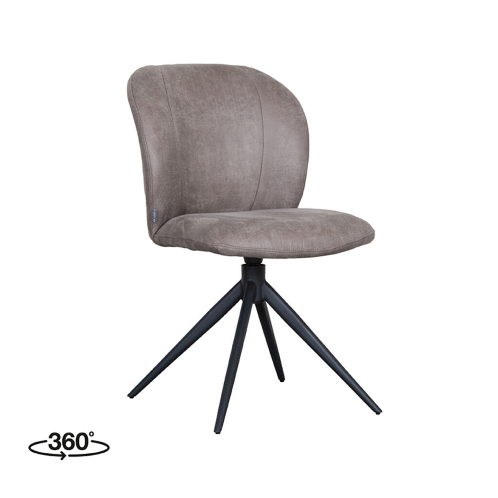 LABEL51 Eetkamerstoel Kimo - Taupe - Micro Suede - Zwart Metaal