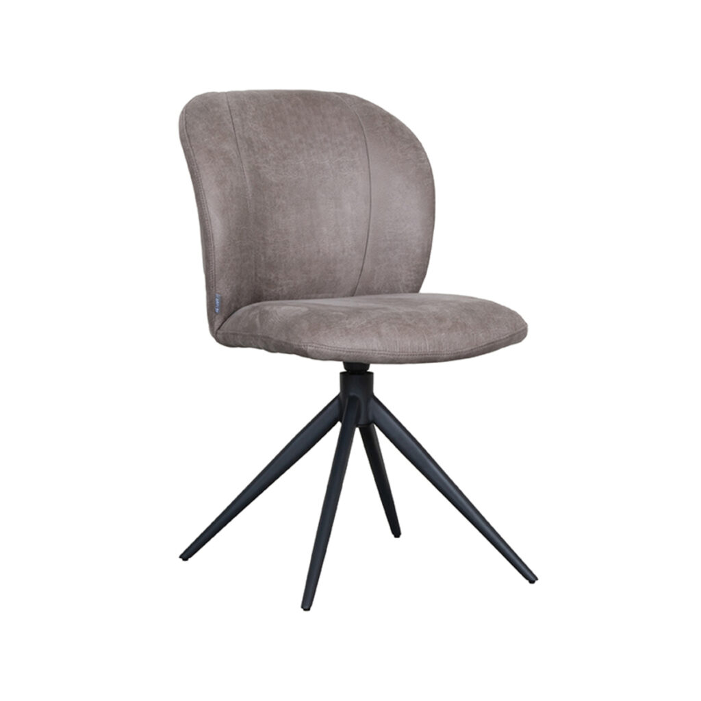 LABEL51 Eetkamerstoel Kimo - Taupe - Micro Suede - Zwart Metaal