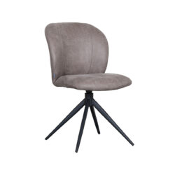 LABEL51 Eetkamerstoel Kimo - Taupe - Micro Suede - Zwart Metaal