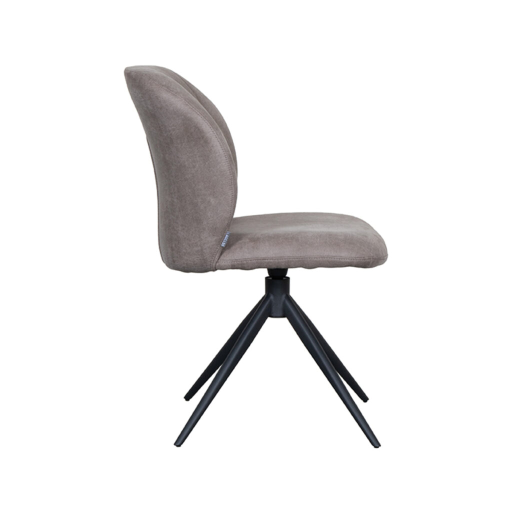 LABEL51 Eetkamerstoel Kimo - Taupe - Micro Suede - Zwart Metaal
