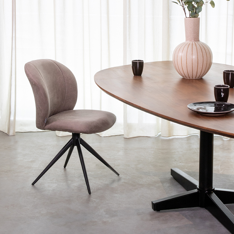 pro_82327_img_9394473 LABEL51 Eetkamerstoel Kimo - Naturel - Boucle - Zwart Metaal