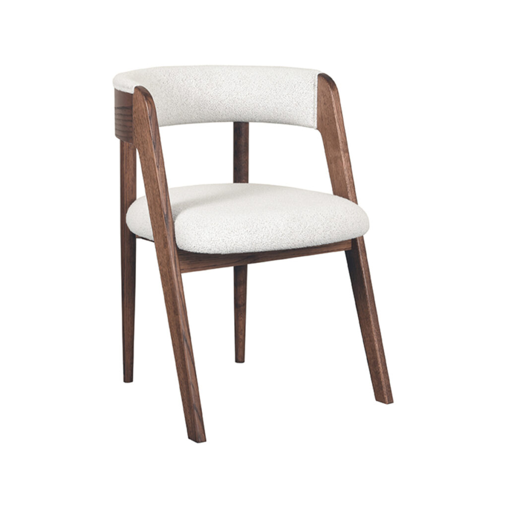 LABEL51 Eetkamerstoel Sasha - Ecru - Boucle - Walnoot Hout