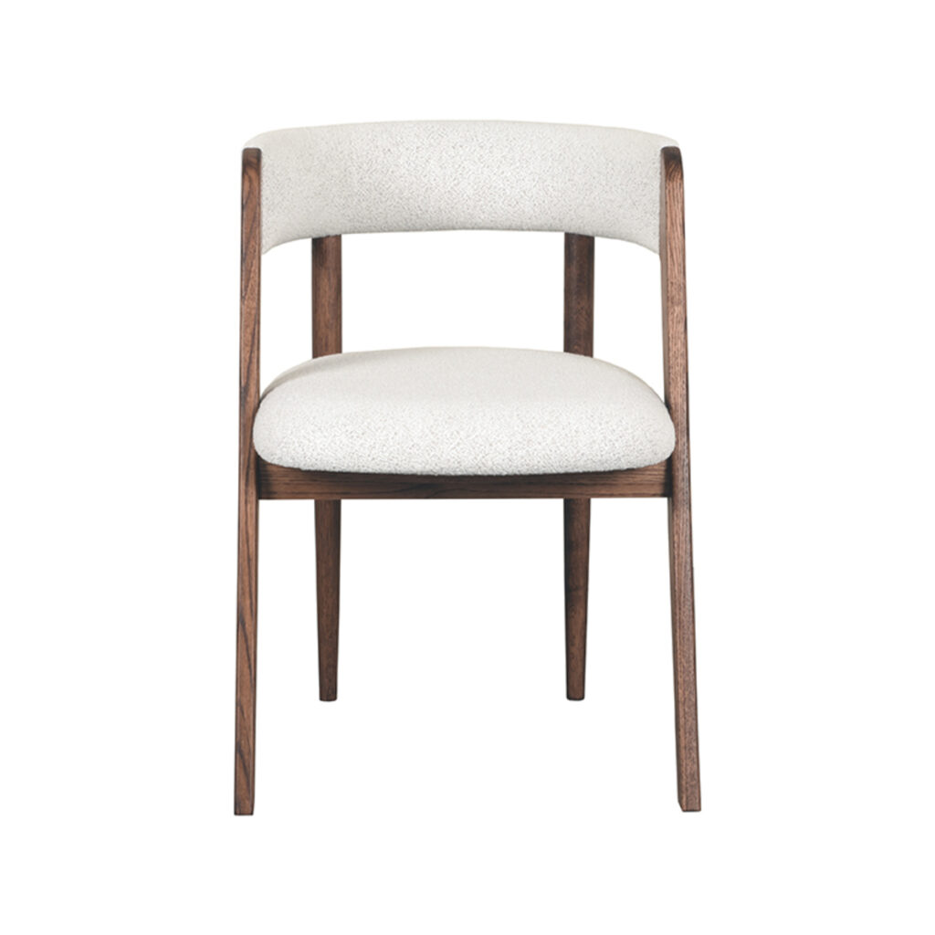 LABEL51 Eetkamerstoel Sasha - Ecru - Boucle - Walnoot Hout