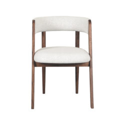 LABEL51 Eetkamerstoel Sasha - Ecru - Boucle - Walnoot Hout