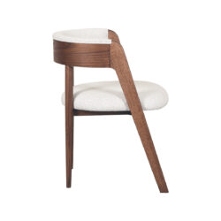 LABEL51 Eetkamerstoel Sasha - Ecru - Boucle - Walnoot Hout