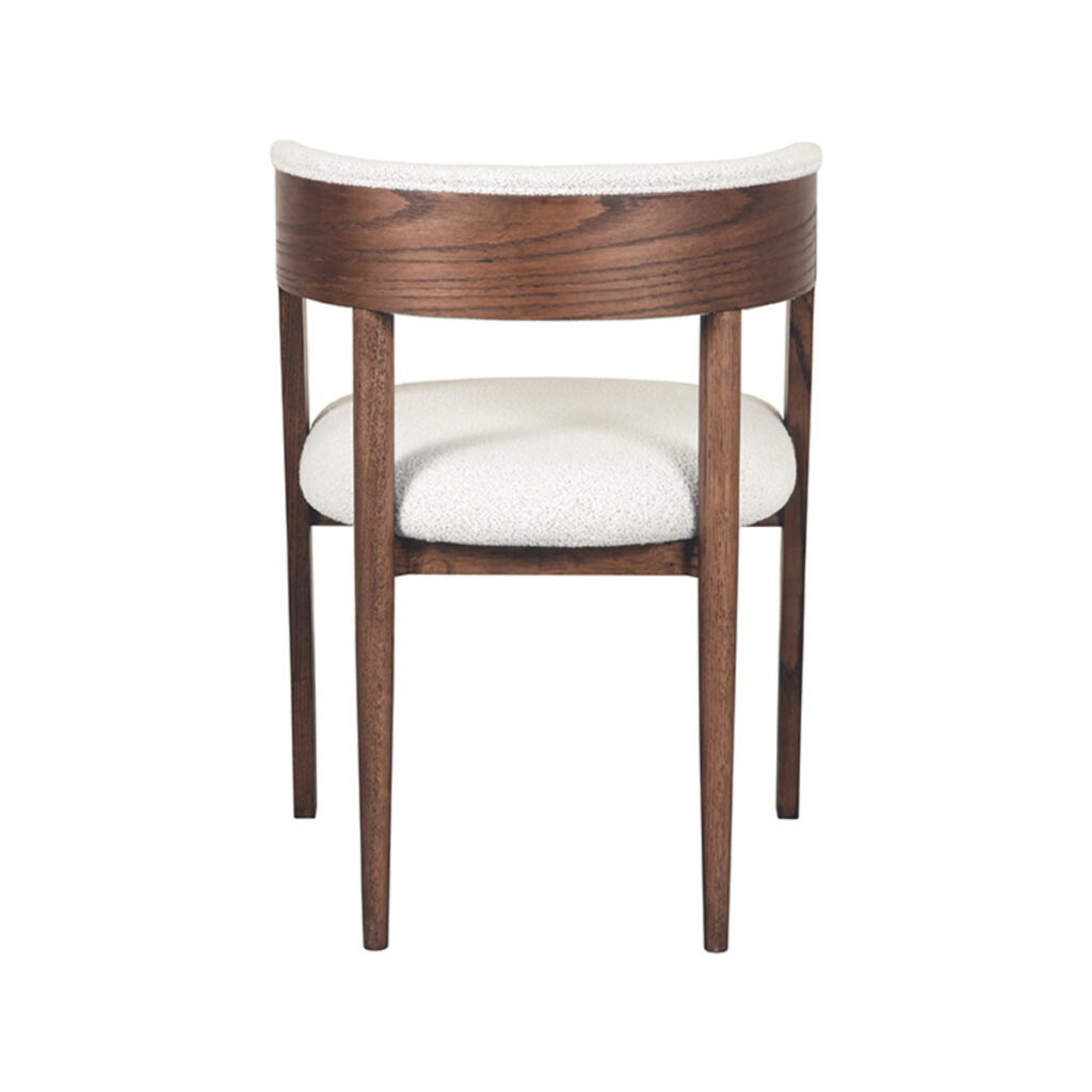 LABEL51 Eetkamerstoel Sasha - Ecru - Boucle - Walnoot Hout