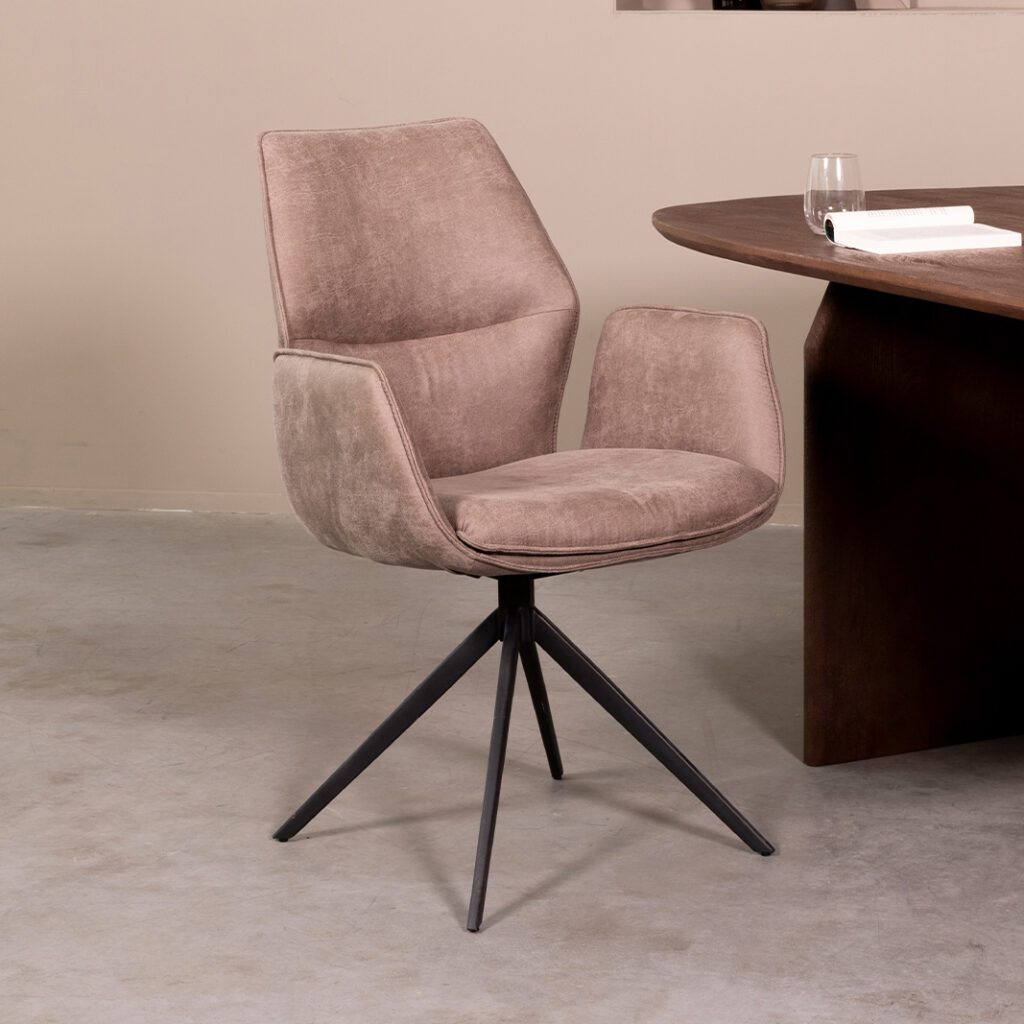 pro_84833_img_9395437 LABEL51 Eetkamerstoel Mellow - Taupe - Micro Suede - Zwart Metaal