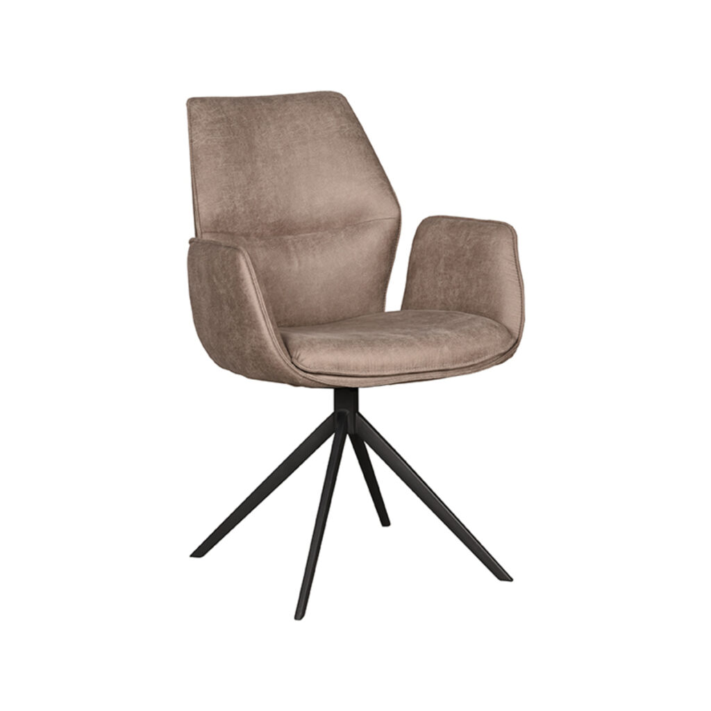 pro_84833_img_9395439 LABEL51 Eetkamerstoel Mellow - Taupe - Micro Suede - Zwart Metaal