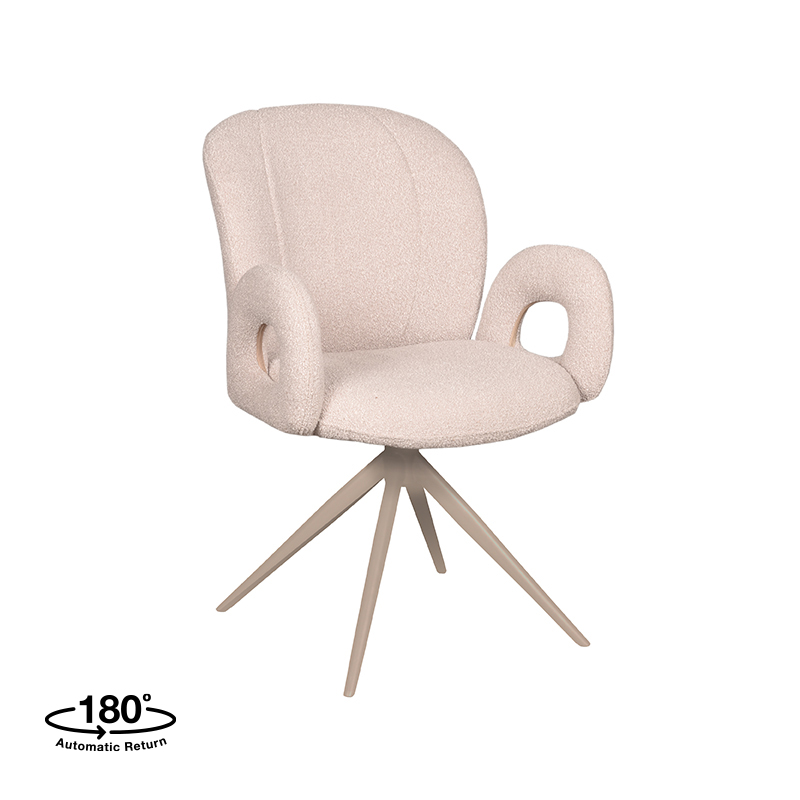 LABEL51 Eetkamerstoel Neo - Naturel - Boucle - Taupe Metaal