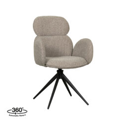 LABEL51 Eetkamerstoel Vidar - Naturel - Royal Boucle - Zwart Metaal