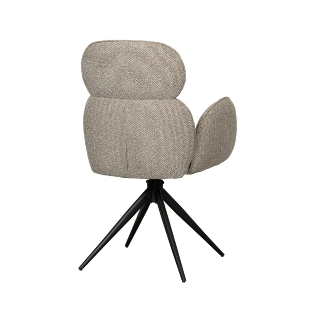LABEL51 Eetkamerstoel Vidar - Naturel - Royal Boucle - Zwart Metaal