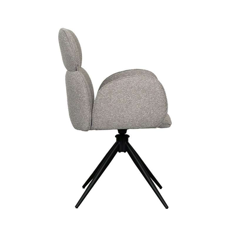 LABEL51 Eetkamerstoel Vidar - Mushroom - Royal Boucle - Zwart Metaal