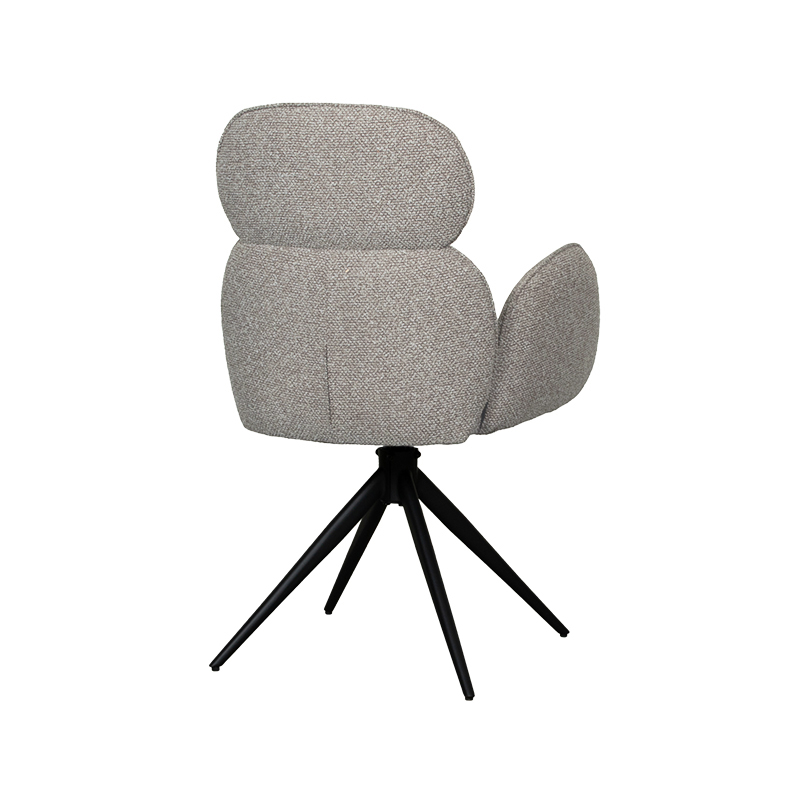 LABEL51 Eetkamerstoel Vidar - Mushroom - Royal Boucle - Zwart Metaal