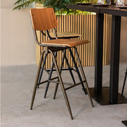 LABEL51 Barkruk Solid - Walnoot - Hout - Hoog