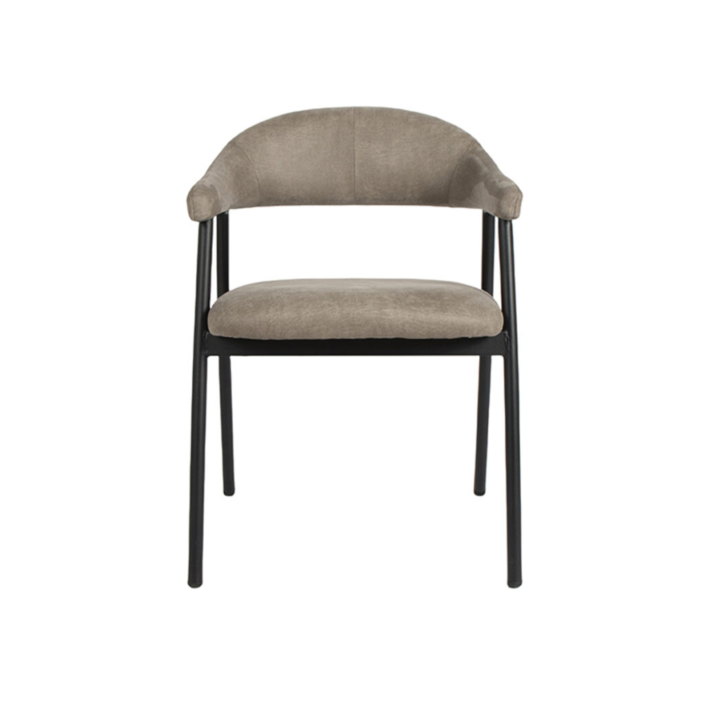 LABEL51 Eetkamerstoel Amaze - Taupe - Micro Suede - Zwart Metaal