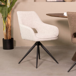 LABEL51 Eetkamerstoel Finley - Champagne - Boucle - Zwart Metaal