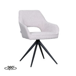LABEL51 Eetkamerstoel Finley - Naturel - Boucle - Zwart Metaal