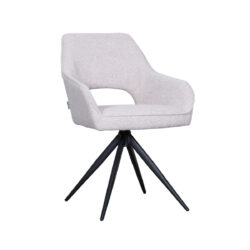 LABEL51 Eetkamerstoel Finley - Naturel - Boucle - Zwart Metaal