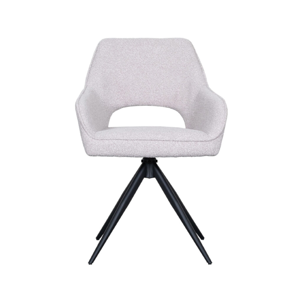 LABEL51 Eetkamerstoel Finley - Naturel - Boucle - Zwart Metaal
