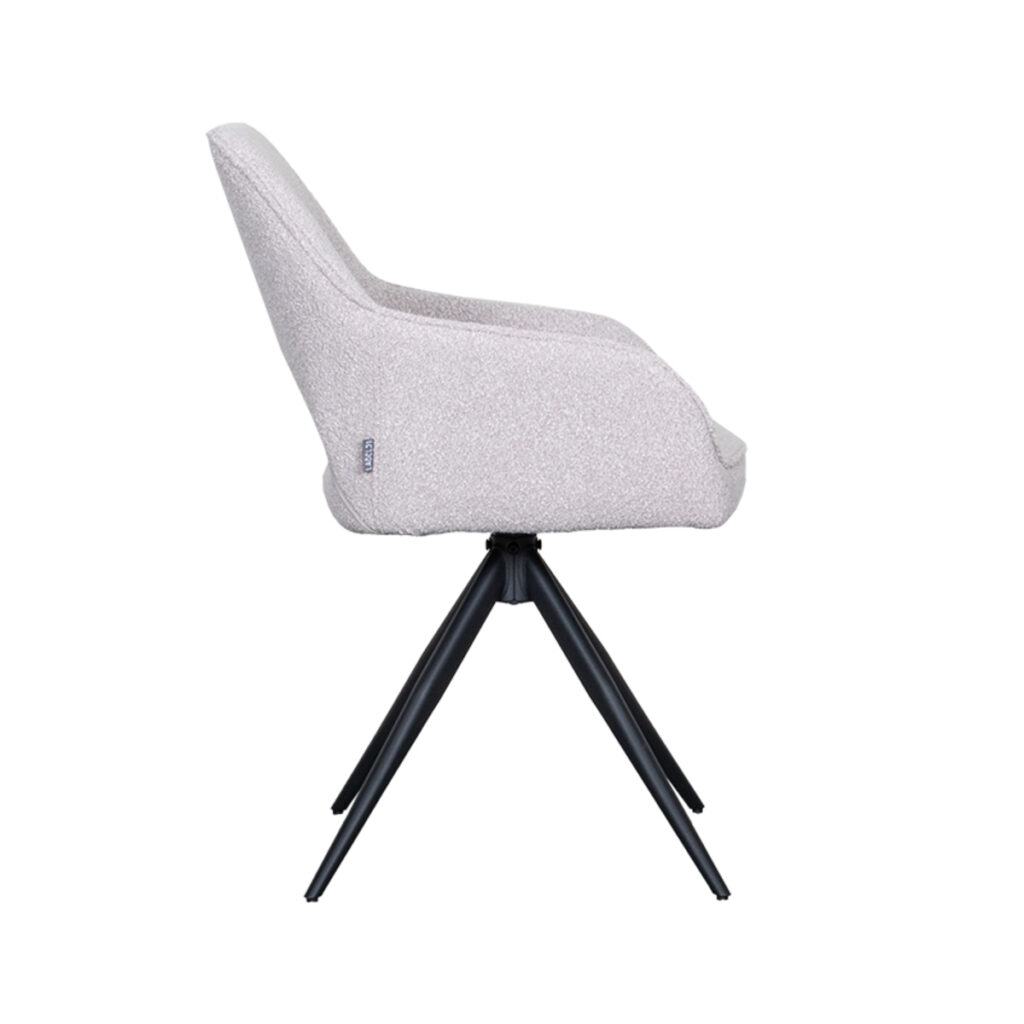 LABEL51 Eetkamerstoel Finley - Naturel - Boucle - Zwart Metaal