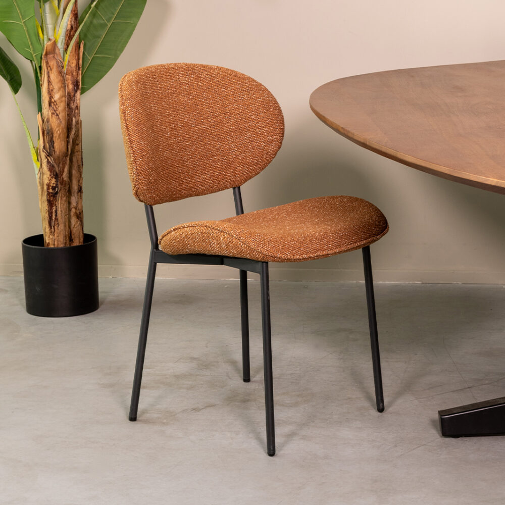 pro_92775_img_9397860 LABEL51 Eetkamerstoel Senn - Coral - Royal Boucle - Zwart Metaal