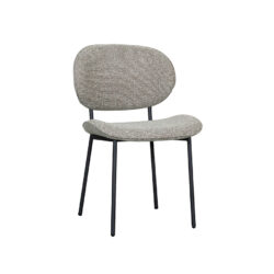 LABEL51 Eetkamerstoel Senn - Mushroom - Royal Boucle - Zwart Metaal