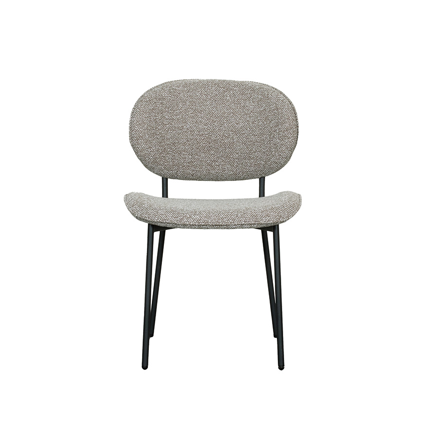 LABEL51 Eetkamerstoel Senn - Mushroom - Royal Boucle - Zwart Metaal