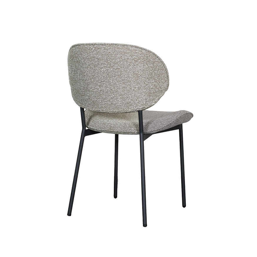LABEL51 Eetkamerstoel Senn - Mushroom - Royal Boucle - Zwart Metaal