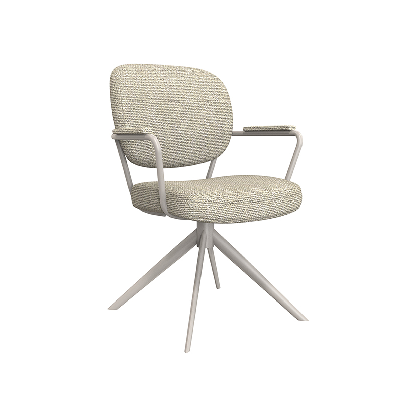 LABEL51 Eetkamerstoel Basel - Naturel - Royal Boucle - Taupe Metaal