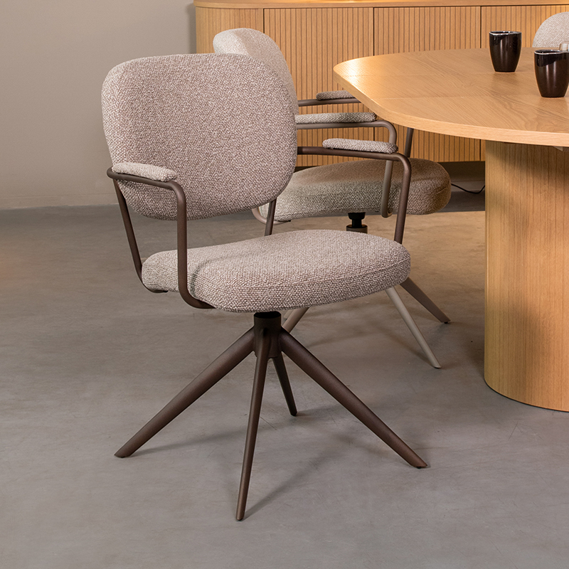 pro_92780_img_9391933 LABEL51 Eetkamerstoel Basel - Mushroom - Royal Boucle - Brons Metaal
