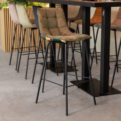 LABEL51 Barkruk Bistro - Multicolor - Fluweel - Hoog