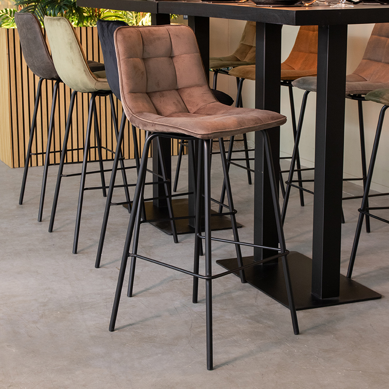 pro_92787_img_9392181 LABEL51 Barkruk Bistro - Taupe - Fluweel - Hoog