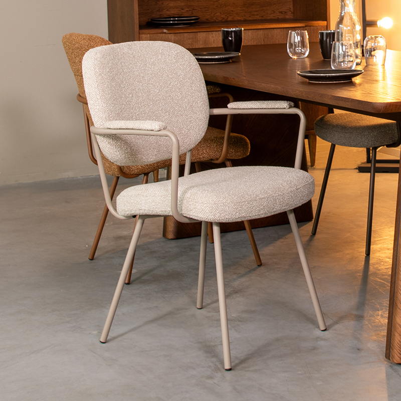 pro_92800_img_9394673 LABEL51 Eetkamerstoel Lausanne - Naturel - Royal Boucle - Taupe Metaal