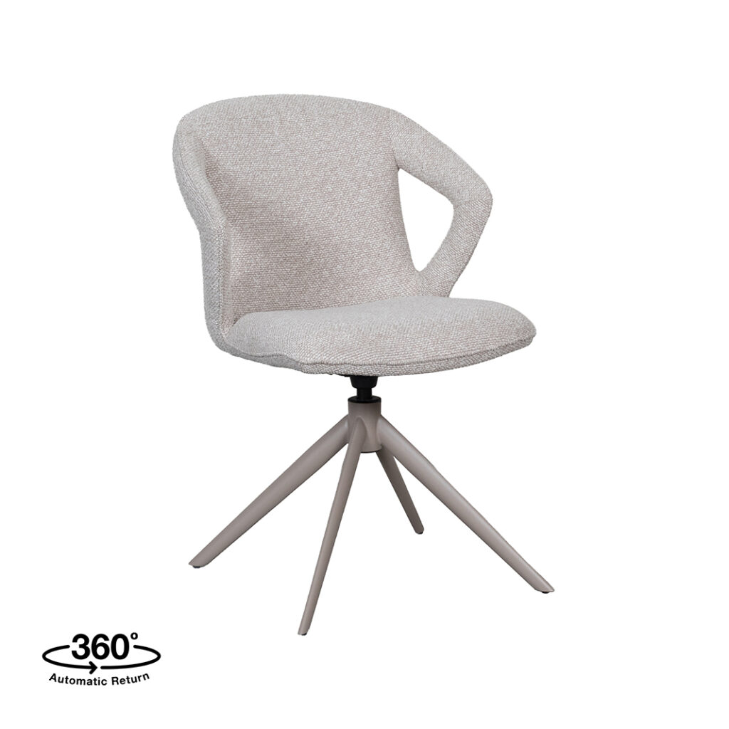 LABEL51 Eetkamerstoel Zurich - Naturel - Royal Boucle - Taupe Metaal
