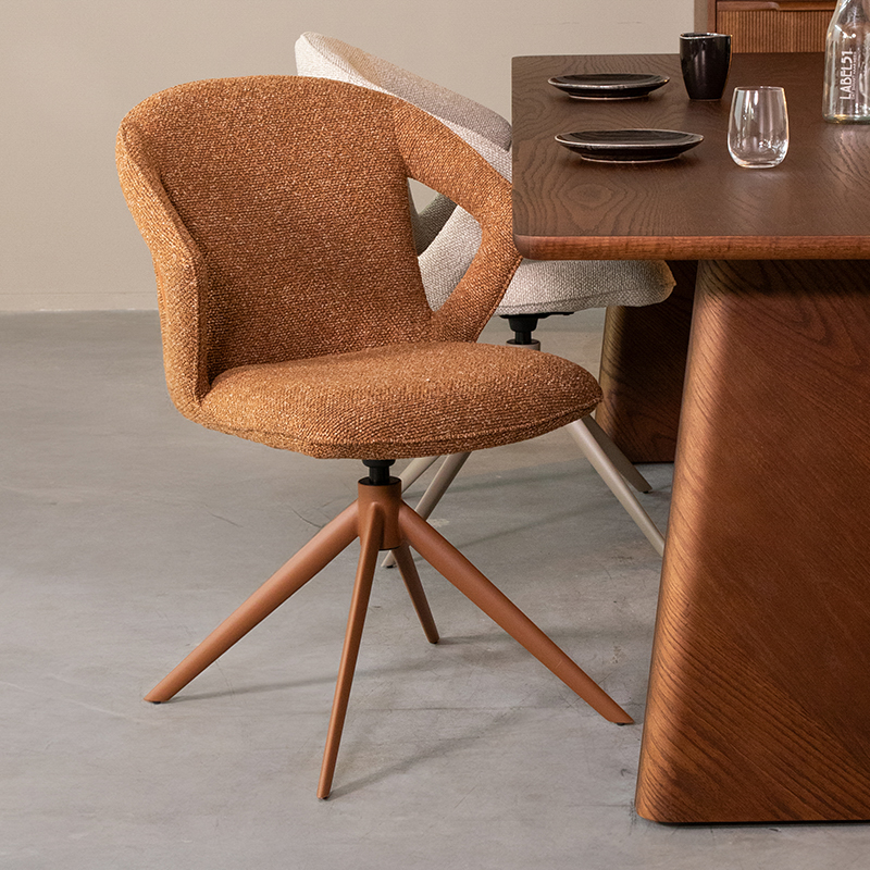 LABEL51 Eetkamerstoel Zurich - Coral - Royal Boucle - Rust Metaal
